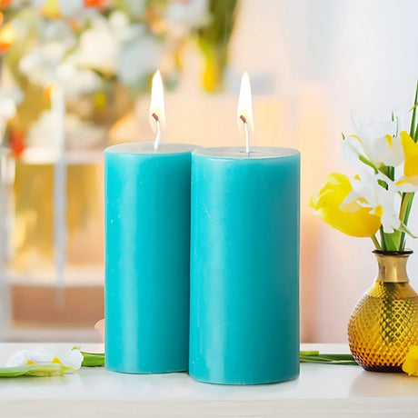 IRIS Set of 2 Fragranced Pillar Candles-Cool Blue_Front