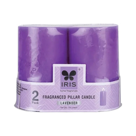 IRIS Set of 2 Fragranced Pillar Candles-Lavender_Front