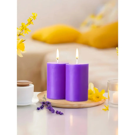 IRIS Set of 2 Fragranced Pillar Candles-Lavender_Front1