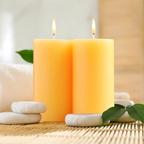IRIS Set of 2 Fragranced Pillar Candles-Mango Sorbet_Front