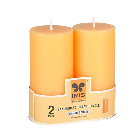 IRIS Set of 2 Fragranced Pillar Candles-Mango Sorbet_Isometric