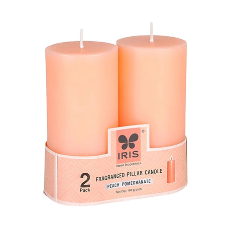 IRIS Set of 2 Fragranced Pillar Candles-PeachParadise_Isometric