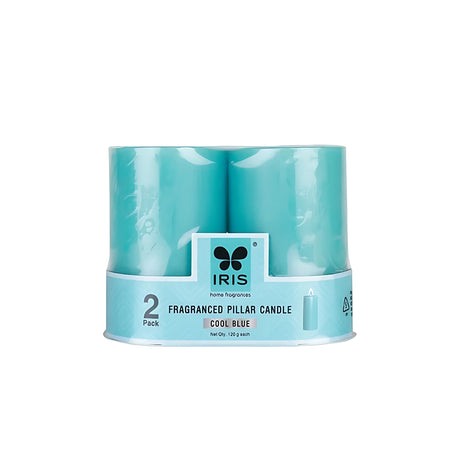 IRIS Set of 2  Fragranced Pillar Candles - Cool Blue-1