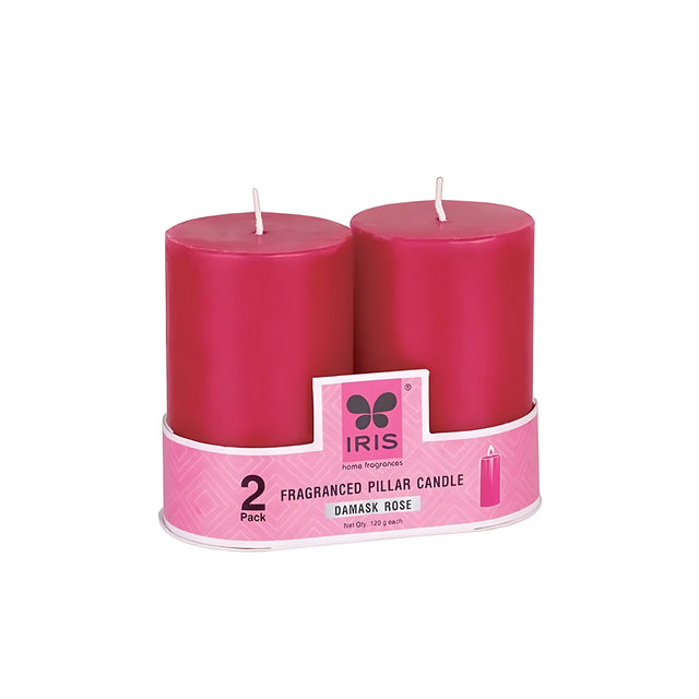 IRIS Set of 2 Fragranced Pillar Candles - Damask Rose_1