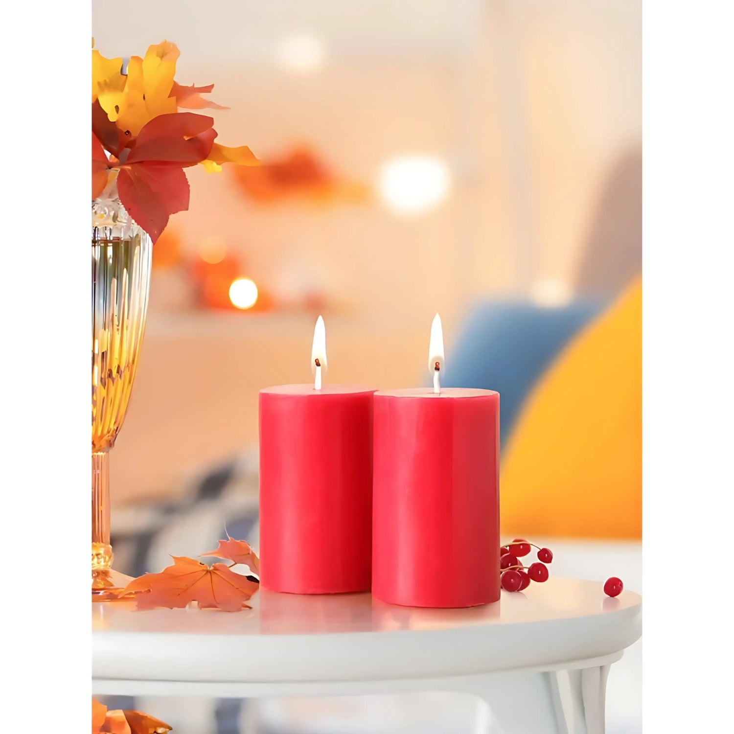 IRIS Set of 2 Fragranced Pillar Candles - Damask Rose_3