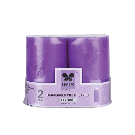 IRIS Set of 2 Fragranced Pillar Candles - Lavender-1