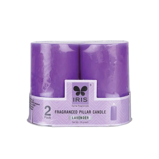 IRIS Set of 2 Fragranced Pillar Candles - Lavender-1