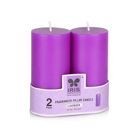 IRIS Set of 2 Fragranced Pillar Candles - Lavender 1