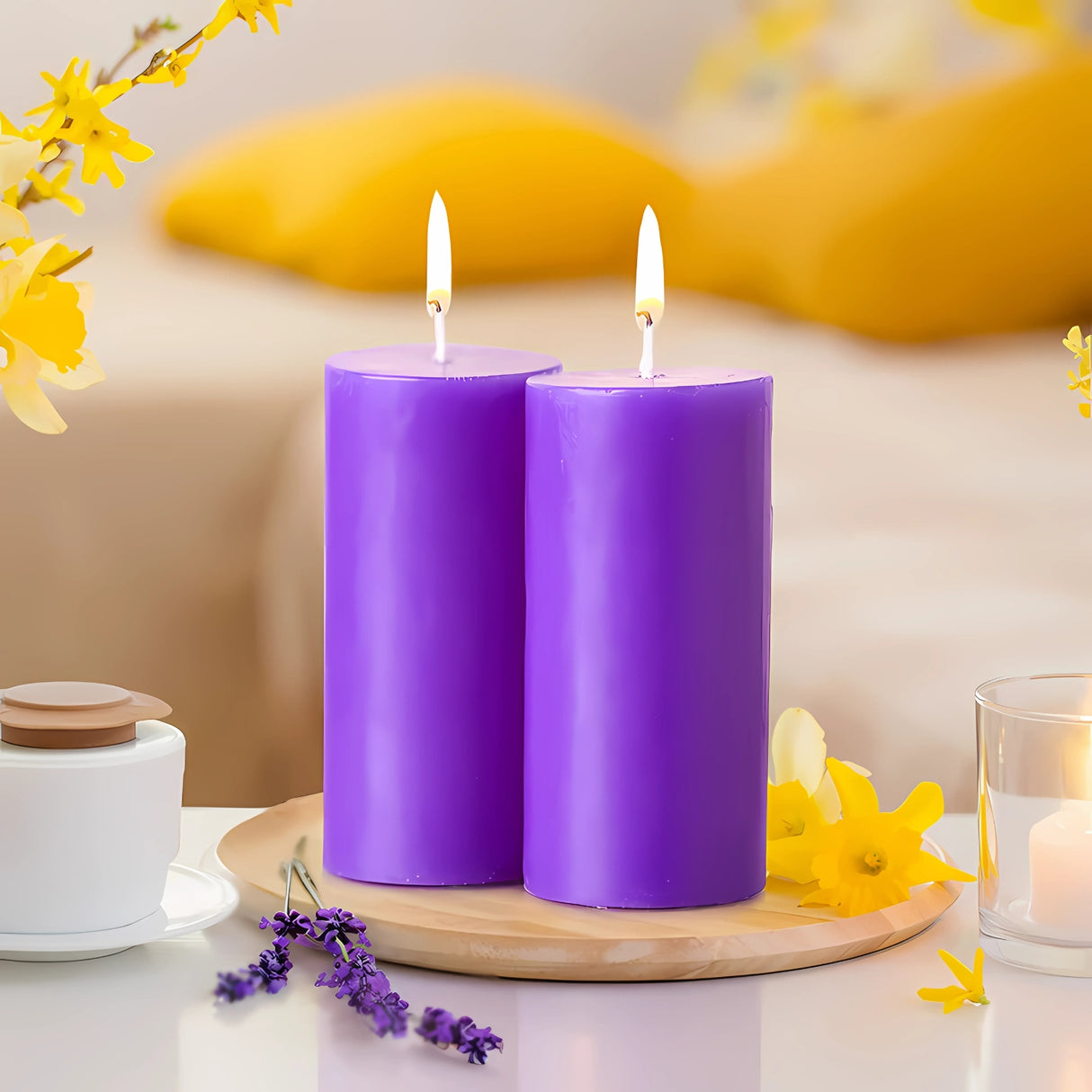 IRIS Set of 2 Fragranced Pillar Candles - Lavender_2