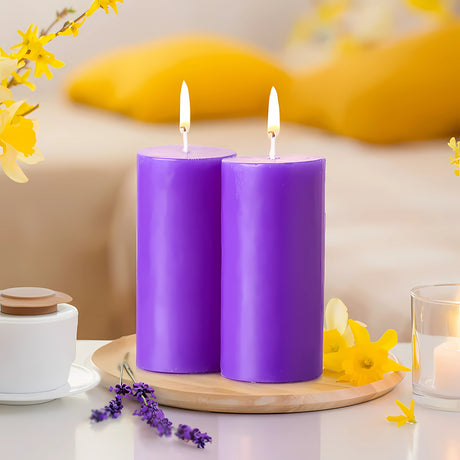 IRIS Set of 2 Fragranced Pillar Candles - Lavender_2