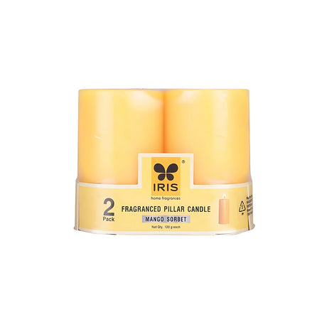 IRIS Set of 2 Fragranced Pillar Candles -  Mango Sorbet_1