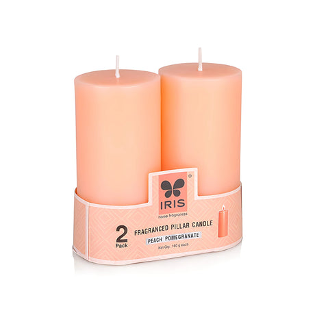 IRIS Set of 2  Fragranced Pillar Candles -  Peach Paradise_1