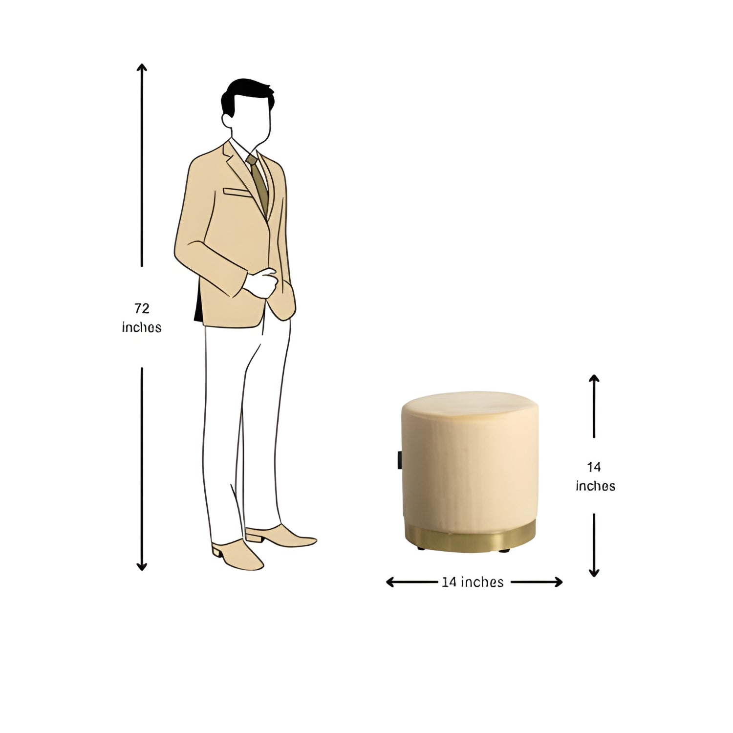 Impala Fabric Pouffe - Beige - Image 2 - Buy Online at Chera Home Junction Coimbatore