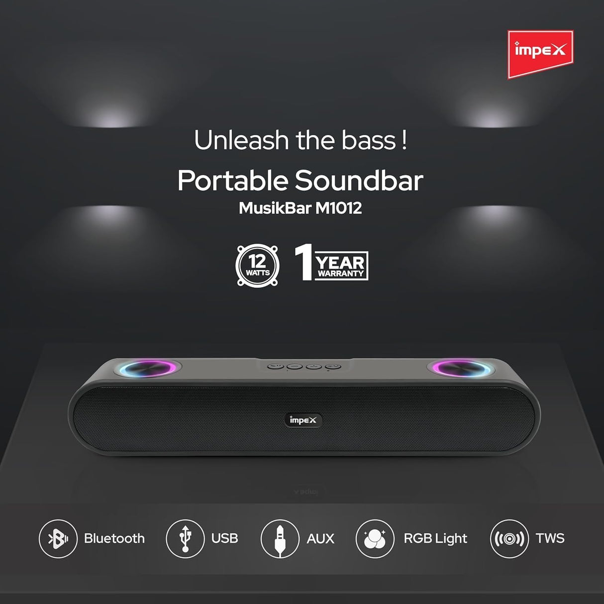 Impex Musikbar M1012 Portable Soundbar - Black