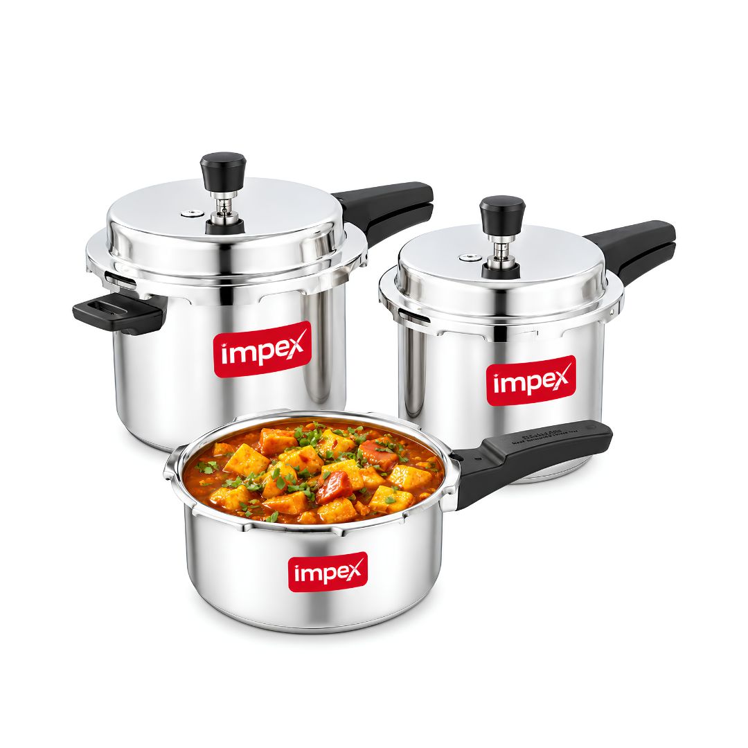 Impex ECO 235 Aluminium Pressure Cooker Combo Set 2 L 3 L 5 L_Front View