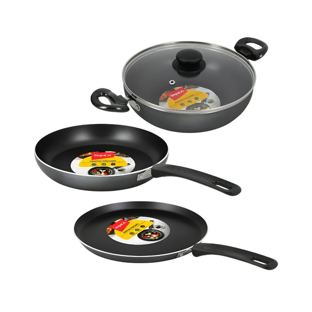 Impex Envy 4 Piece Non Stick Cookware Set - Grey_Front View