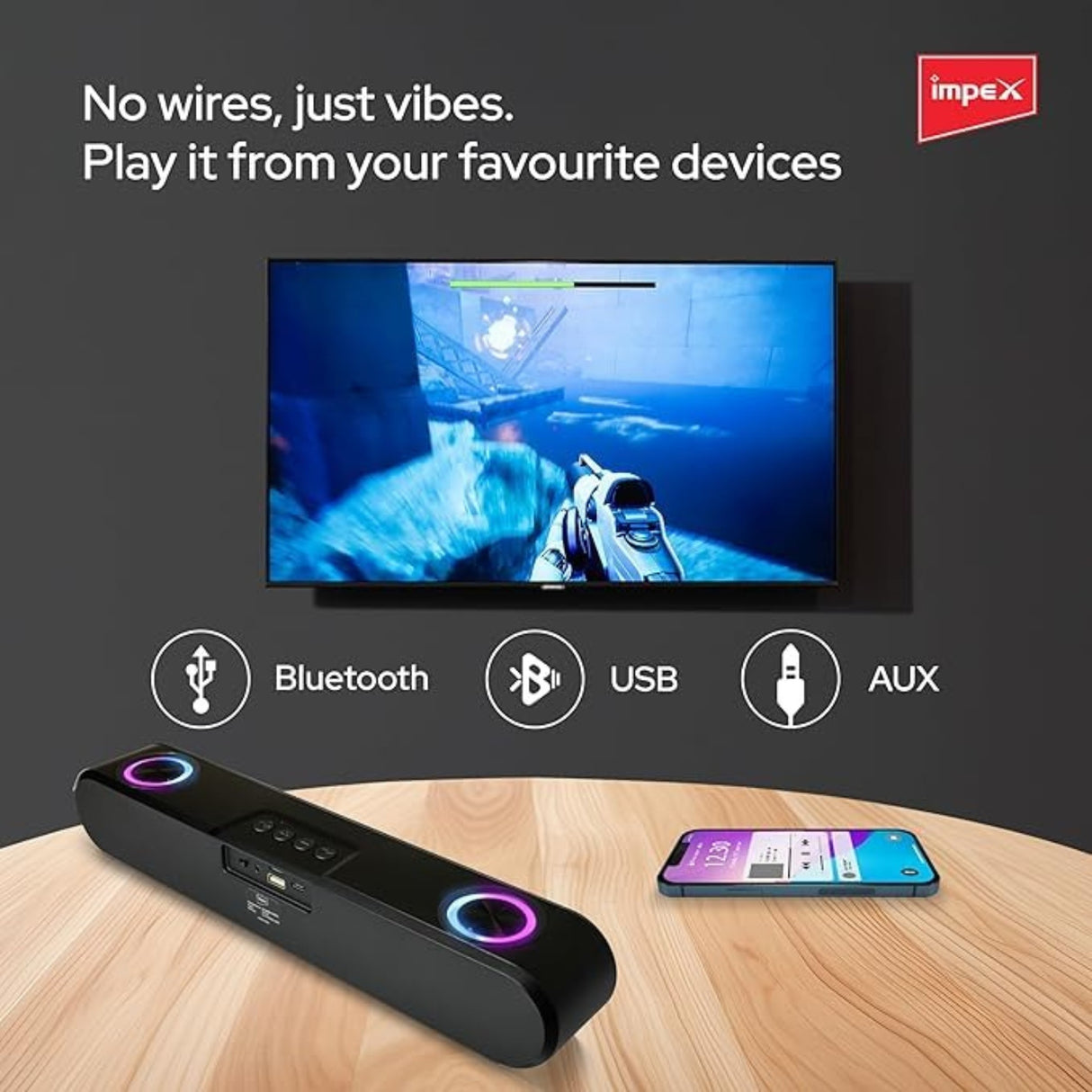 Impex Musikbar M1012 Portable Soundbar - Black_3