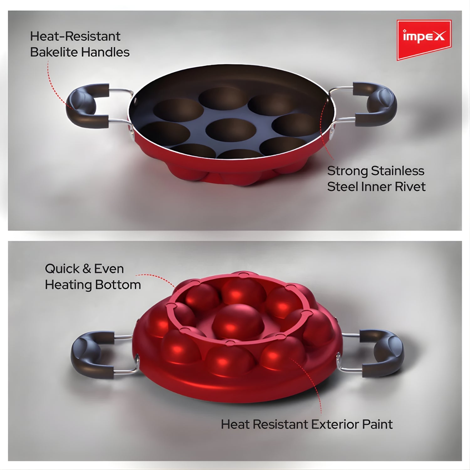 Impex Non Stick Paniyarakkal 9 Pit - Red_4