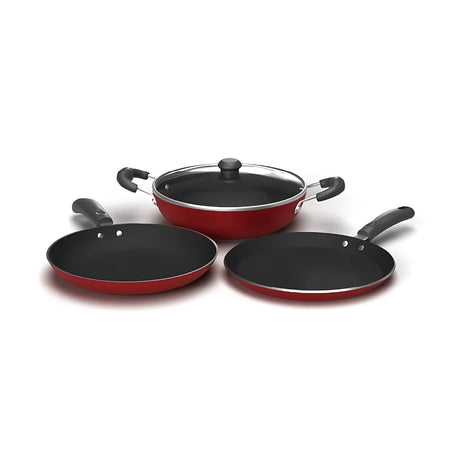 Impex Nonstick Cookware Set 24 cm - 3 Pcs Set Maroon_1