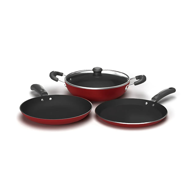 Impex Nonstick Cookware Set 24 cm - 3 Pcs Set Maroon_1