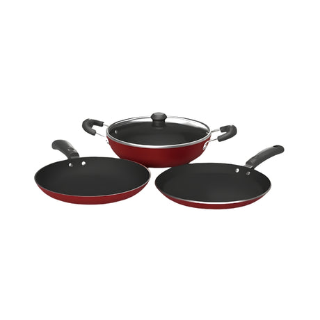 Impex Nonstick Cookware Set 24 cm - 3 Pcs Set Maroon_Front View