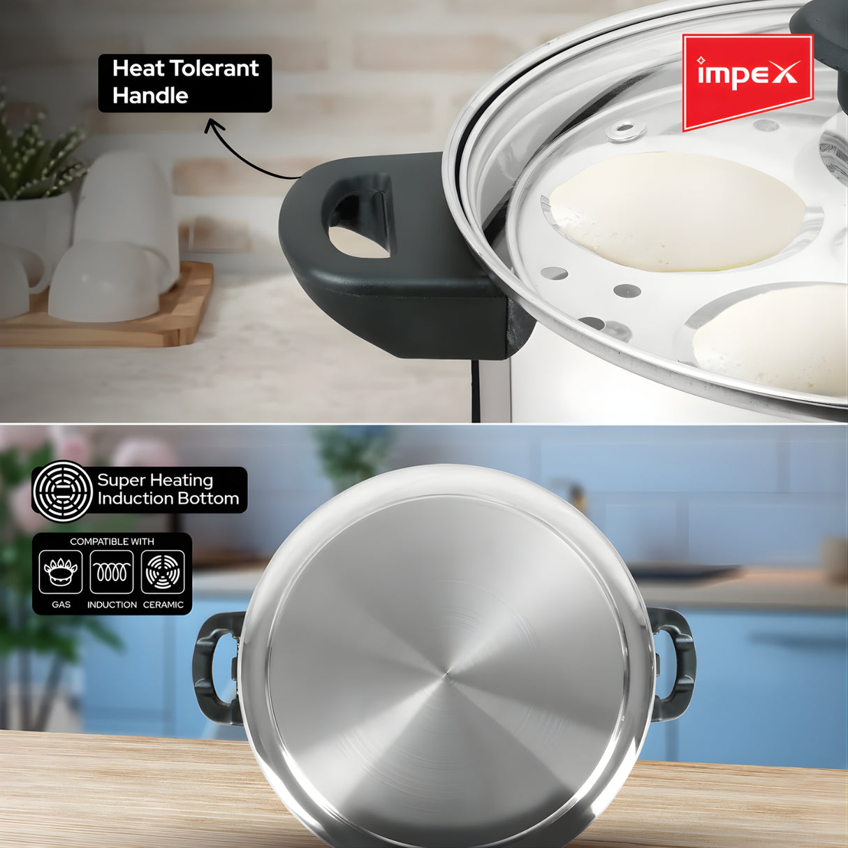 Impex Stainless Steel Idly Cooker with Glass Lid 4.5 L ( 4 Plate ) – Silver_8