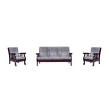Indiana Pro Elite Wooden Sofa Set (3+1+1 Seater) - Light Walnut Finish