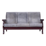 Indiana Pro Elite Wooden Sofa Set (3+1+1 Seater) - Light Walnut Finish