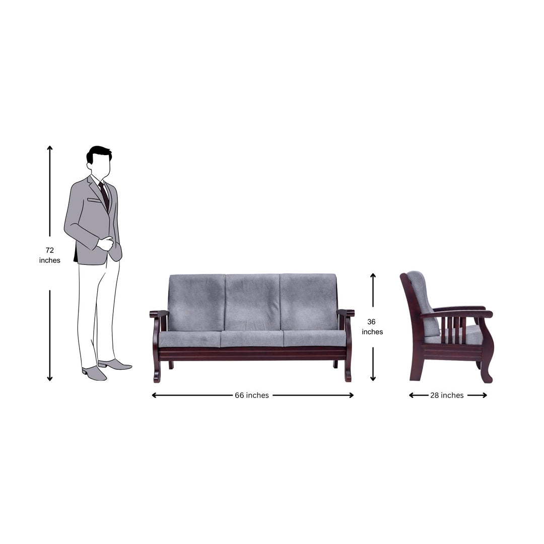 Indiana Elite Wooden Sofa 3-Seater - Light Walnut Finish_5