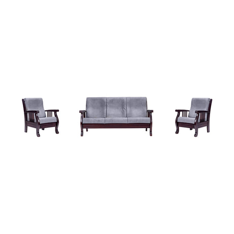 Indiana Elite Wooden Sofa Set (3+1+1-Seater) - Light Walnut Finish_1