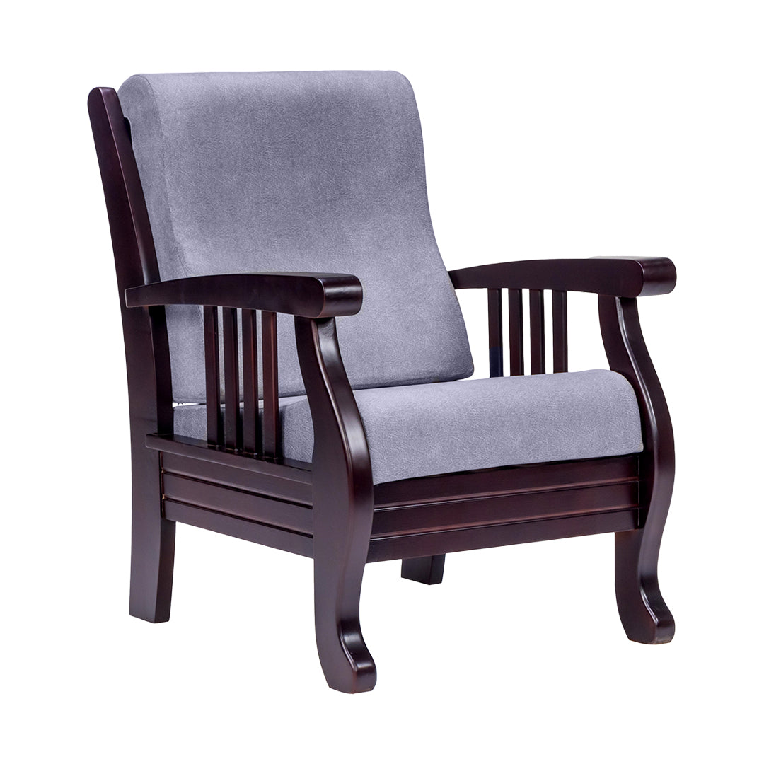 Indiana Elite Wooden Sofa Set (3+1+1-Seater) - Light Walnut Finish_3