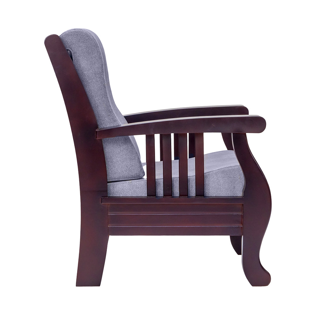 Indiana Elite Wooden Sofa Set (3+1+1-Seater) - Light Walnut Finish_7
