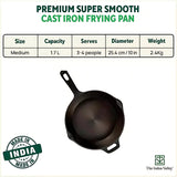 The Indus Valley Cast Iron Skillet Frying Pan 9 Inch - Black
