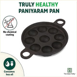 The Indus Valley Cast Iron  Paniyaram Pan 9 Pit - Black