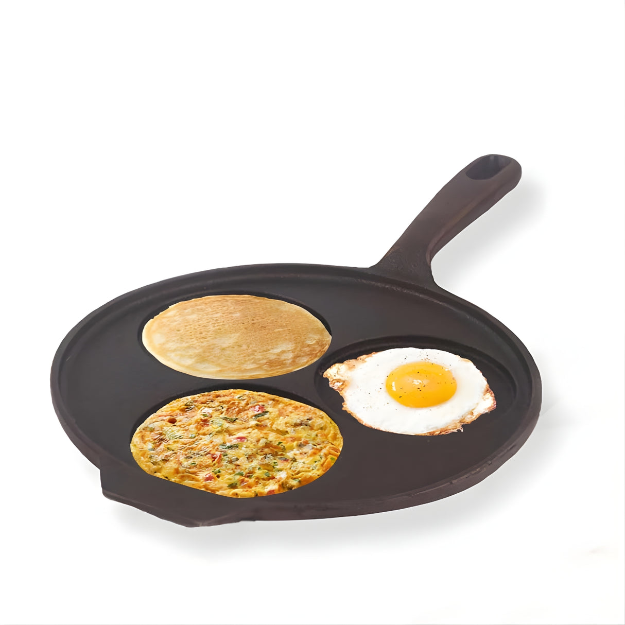 Indus Valley Cast Iron Uthappam Pan 3 Pit - Black_1