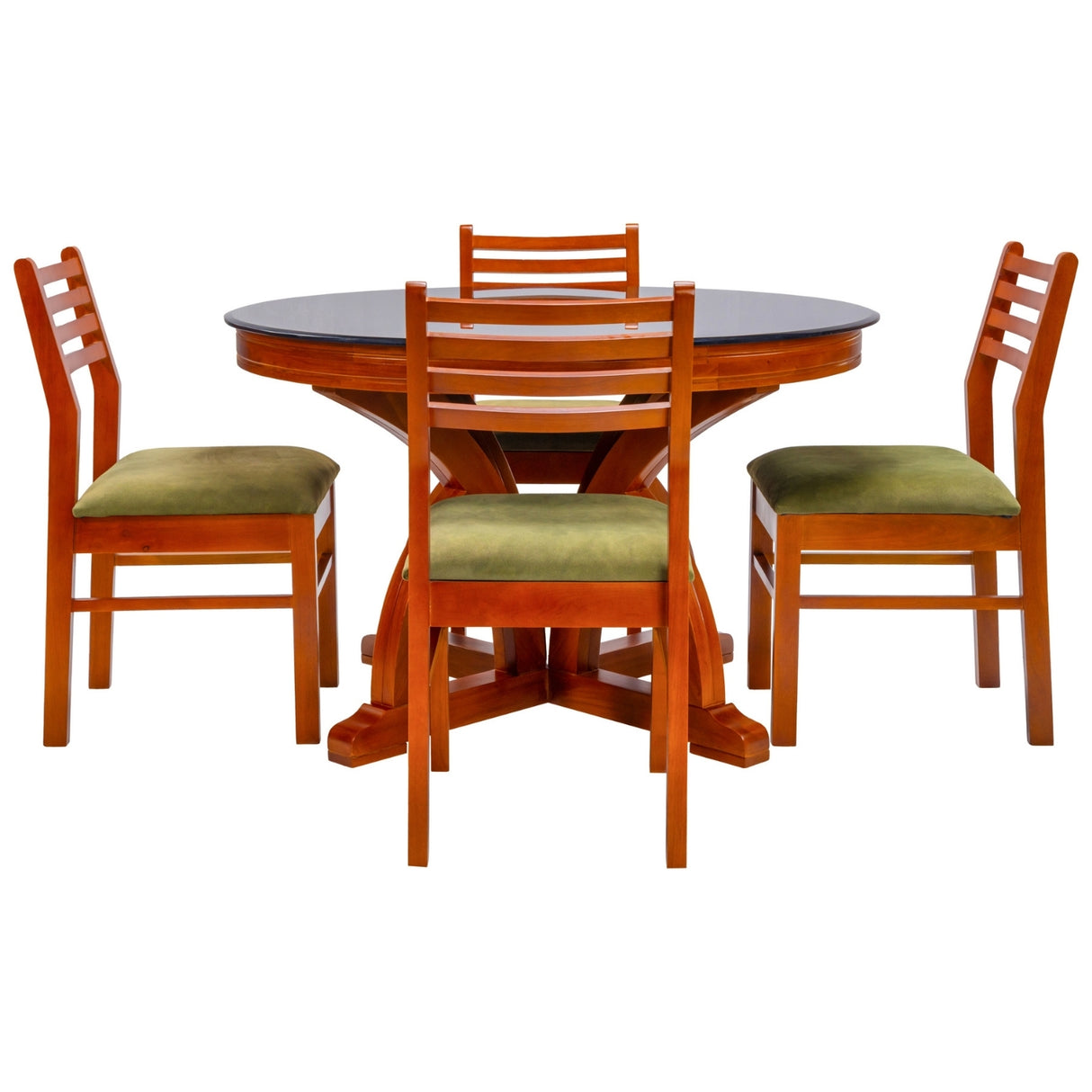 Inglewood Glass Top 4-Seater Dining Set - Teak Finish_1