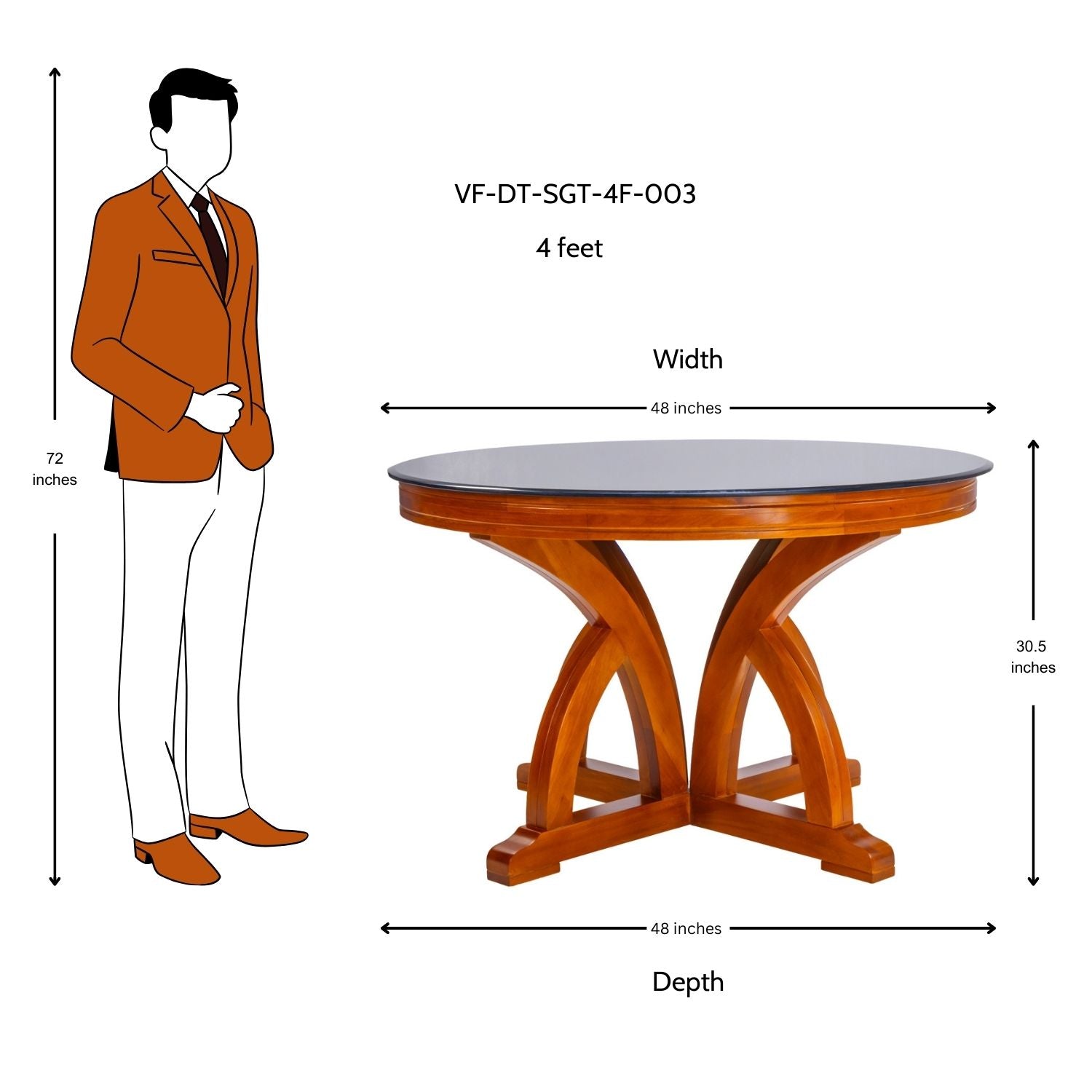 Inglewood Glass Top 4-Seater Dining Set - Teak Finish_8