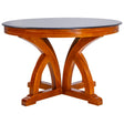 Inglewood Round Glass Top Dining Table 4 Seater - Teak Finish_1
