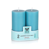 IRIS Set of 2  Fragranced Pillar Candles - Cool Blue