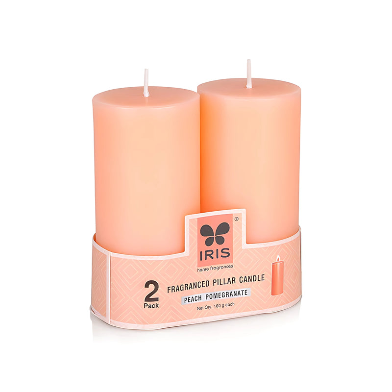 IRIS Set of 2  Fragranced Pillar Candles -  Peach Paradise