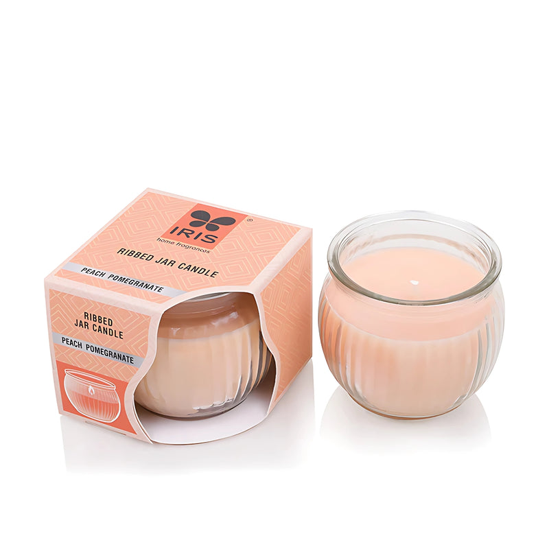 IRIS Scented Ribbed Jar candle -  Peach Paradise