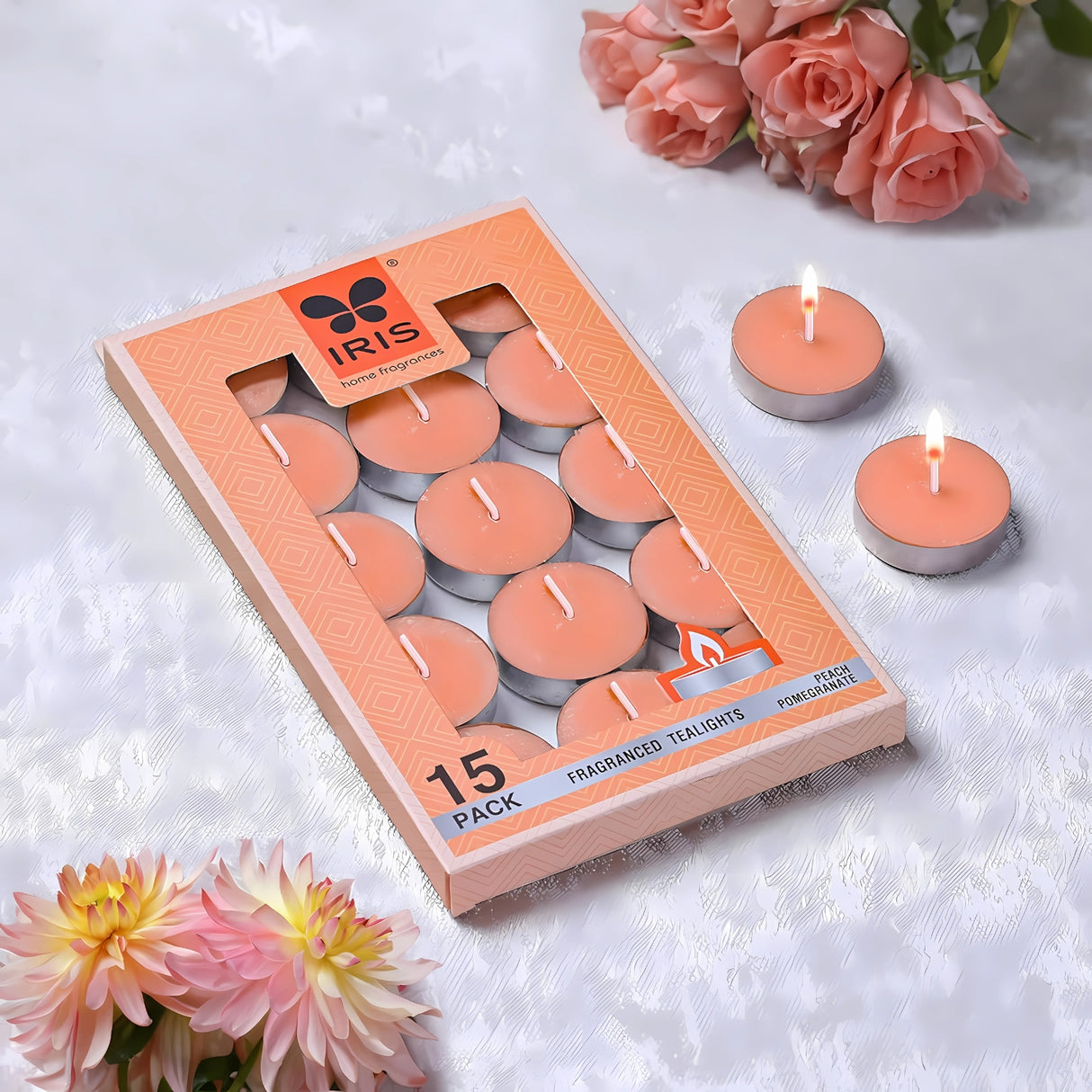 IRIS 15 Pack Fragranced Tealights - Peach Pomegranate