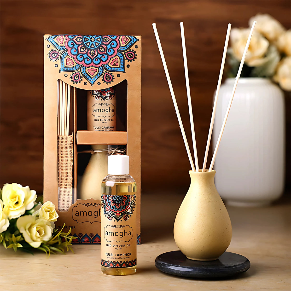 IRIS Amogha  Reed Diffuser Set - Tulsi Camphor