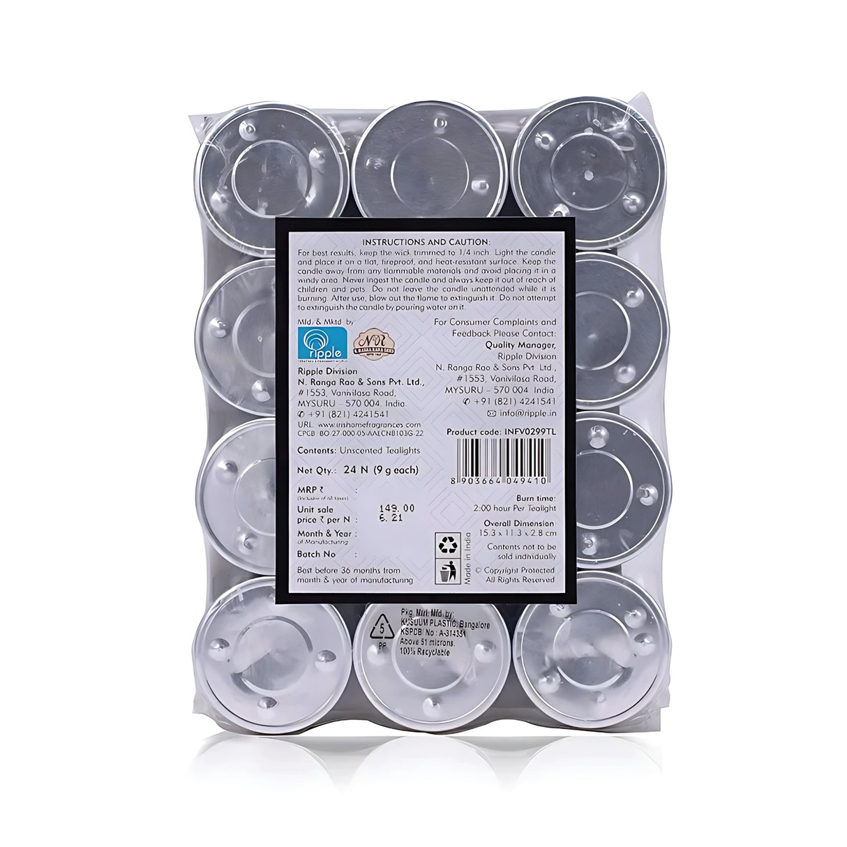 IRIS Pack of 24 Unscented Tea lights - White