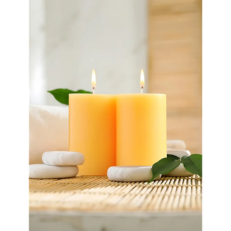 IRIS Set of 2 Fragranced Pillar Candles -  Mango Sorbet