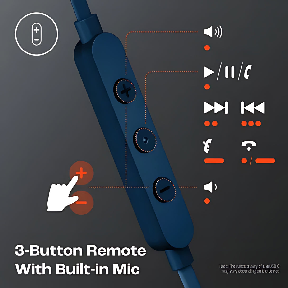 JBL T310C Wired Earphone - Blue