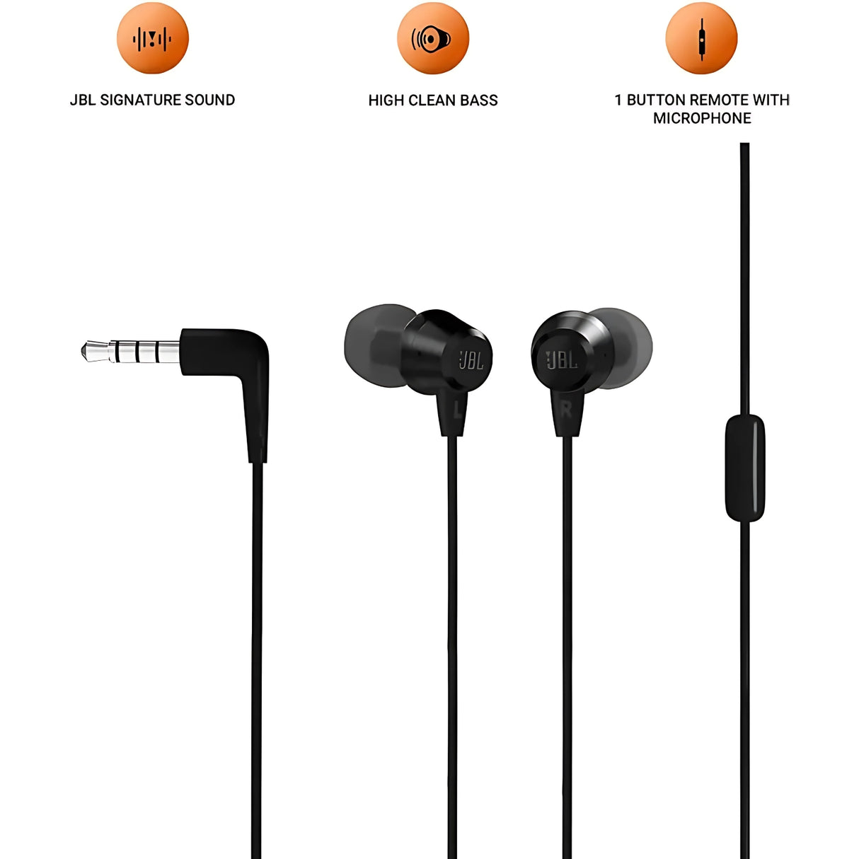 JBL T50HI Wired Earphones - Black