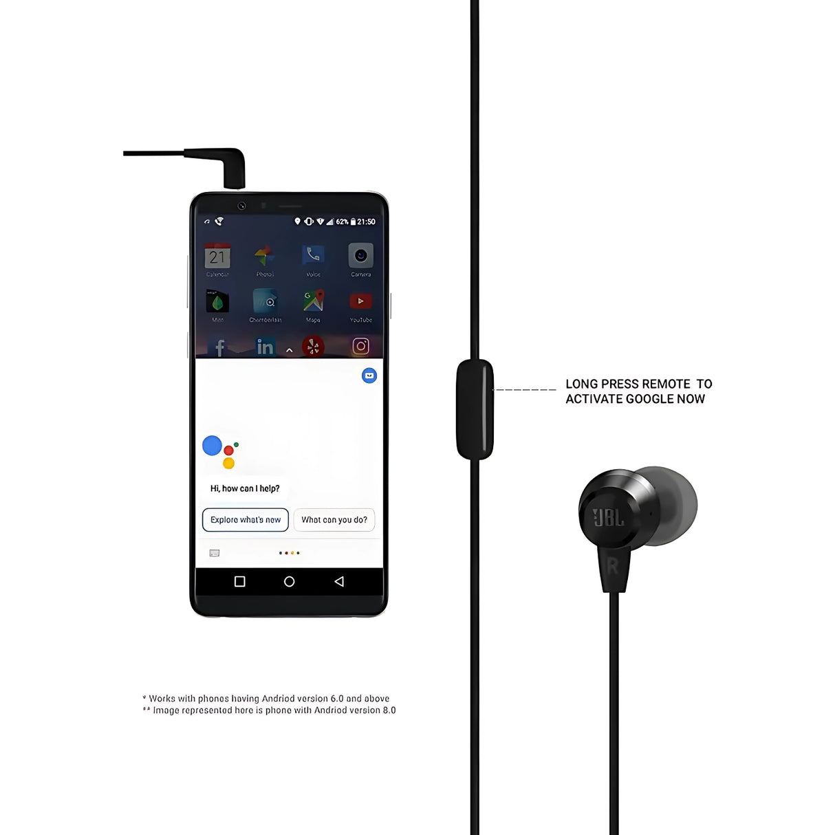 JBL T50HI Wired Earphones - Black