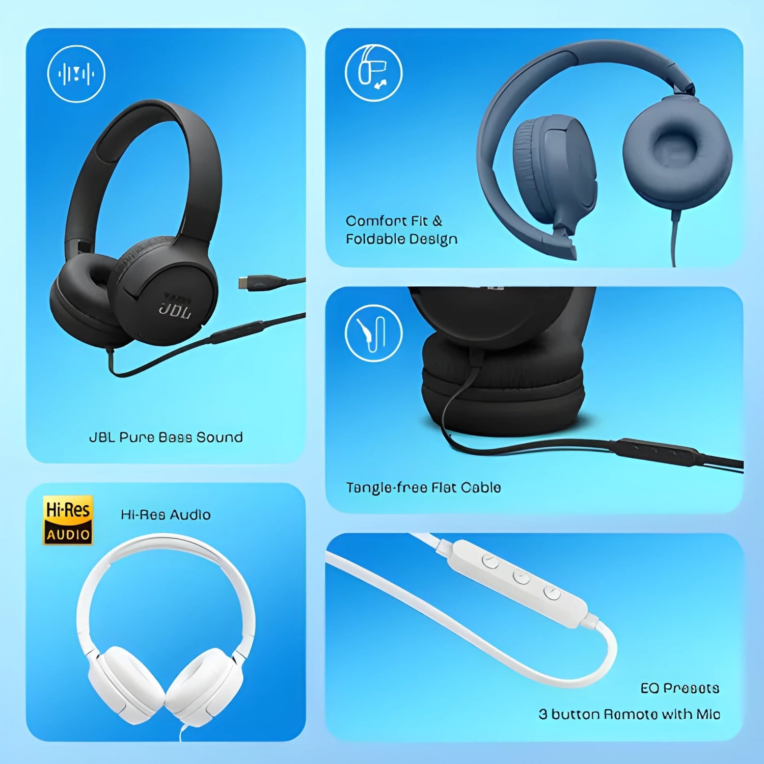 JBL Tune 520C Wired Headphone - Black - Image 6 - Buy Online at Chera Home Junction Coimbatore