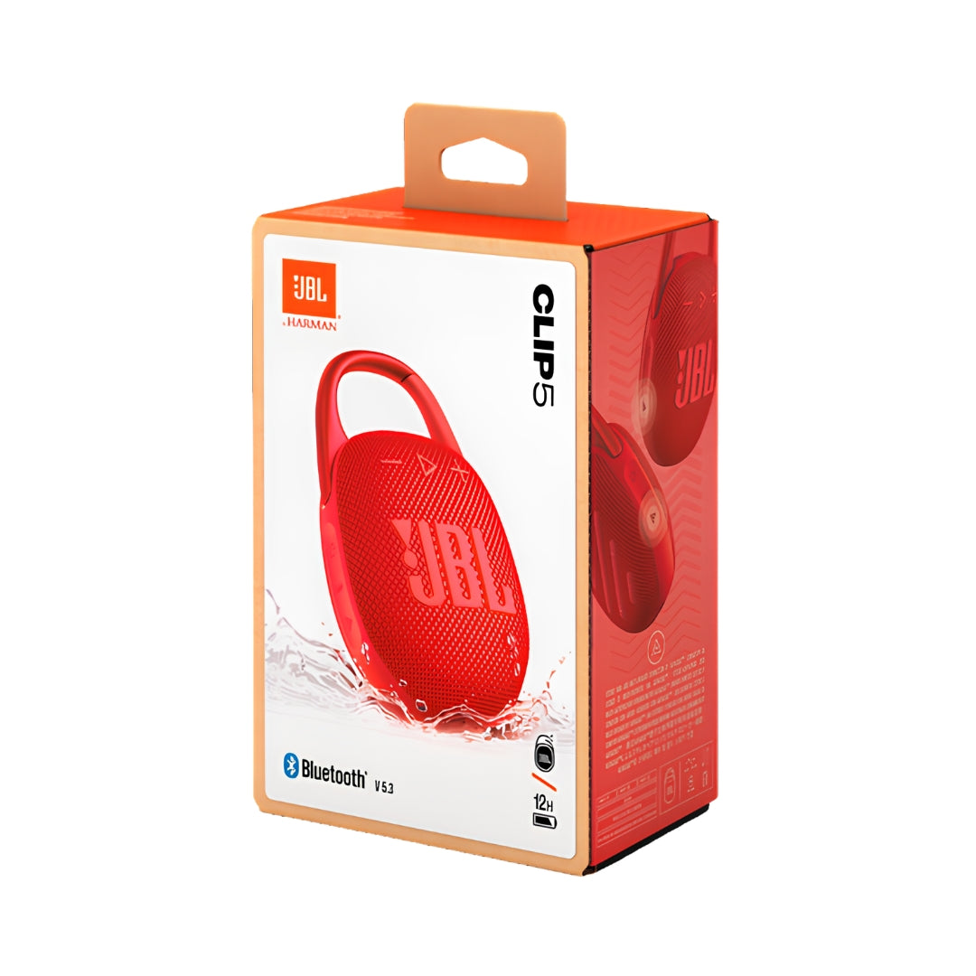 JBL CLIP5 Wireless Ultra Portable Bluetooth Speaker- Red_Box View